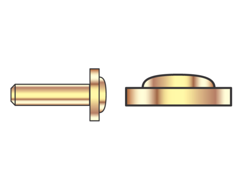 Rivets seuls pour tubes de barrettes à pression, Ø 1,30 mm. Tête Ø 2,5 - 3,00 mm