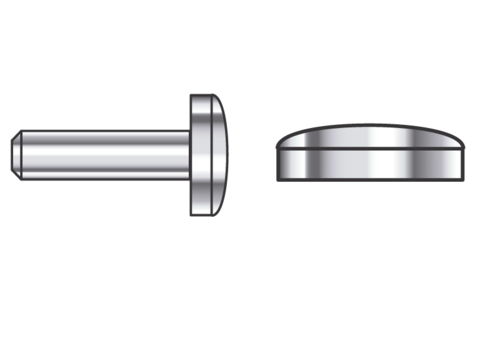 Rivets seuls pour tubes de barrettes à pression, Ø 1,50 mm. Tête Ø 3,0 - 3,5 mm